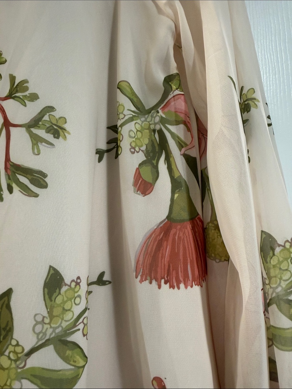 Petal & Pup Sheer Floral Button-Front Blouse in Cream, Pink & Green - Picture 9 of 11